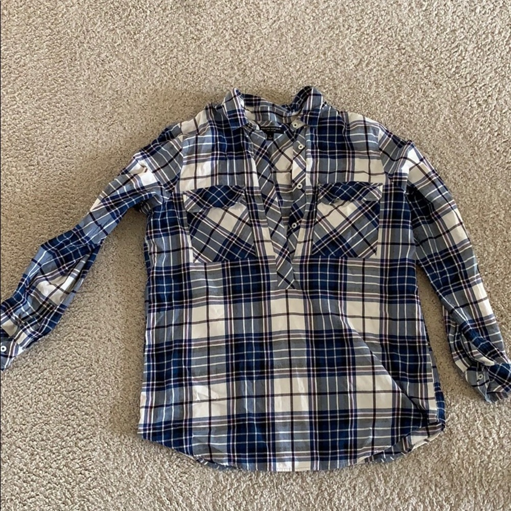 Plaid Banana Republic shirt, quarter button